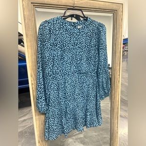 Mi Ami Boutique Blue Print Long-sleeve Dress